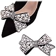 2 Pcs Pearl Bow Shoe Clips DIY Rhinestone Shoe Clips Bridal Wedding Shoe Accessories Detachable Shoe Buckle Heels Decor
