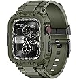 amBand Bands Compatible with Apple Watch 9/8/7 45mm, M1 Sport Series Rugged Case Protective Cover for iWatch 6/SE/5/4/3 44mm 42mm Men Green