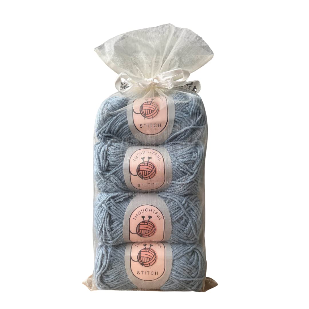 Cotton Yarn for Crocheting (Pack of 4) - 75g Soft & Durable Amigurumi Yarn, Knitting Yarn for Crocheting Sweaters, Dishcloth & DIY Projects, Perfect for Beginners & Experts, Machine Washable (Blue)