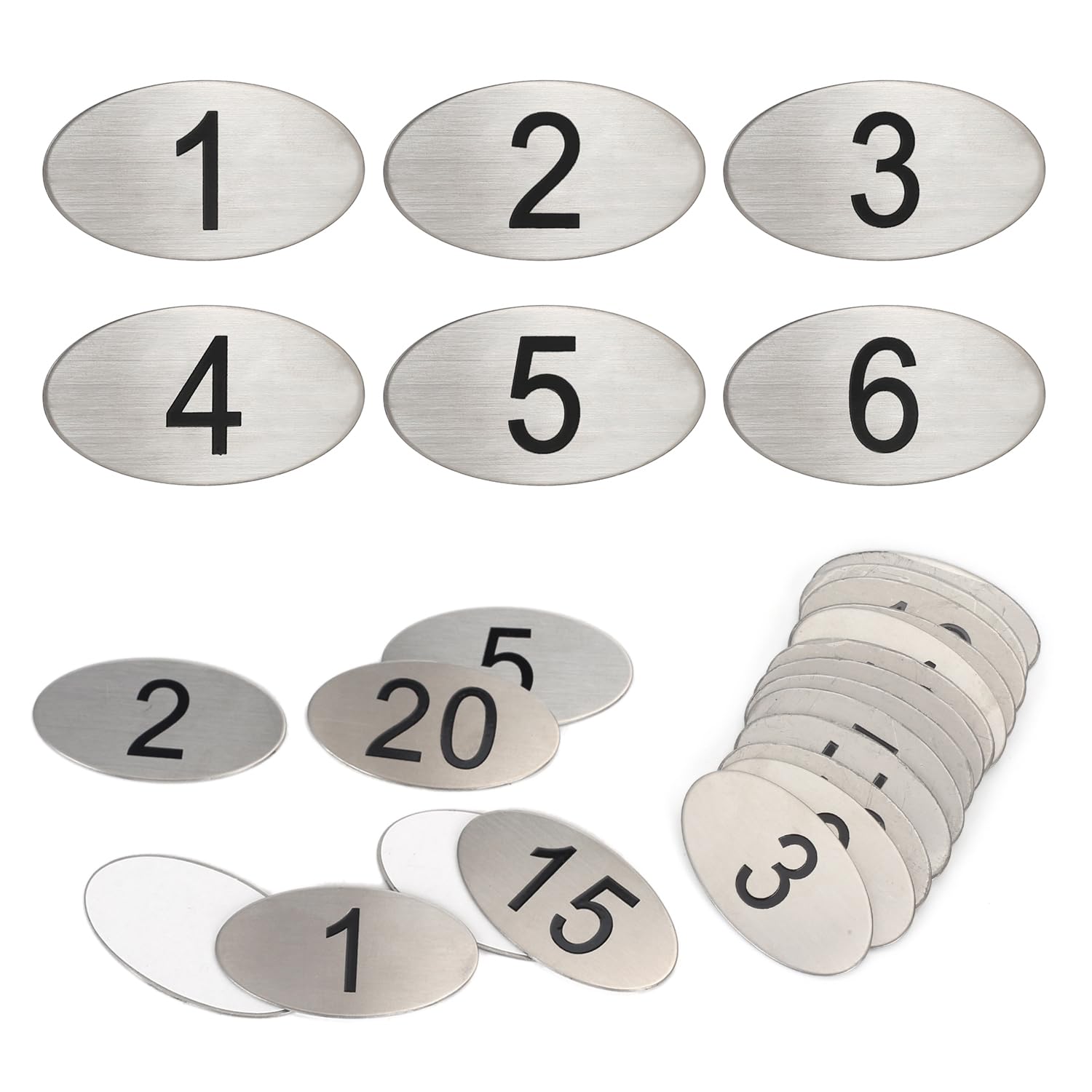 NanTun 304 Stainless Steel Engraved Oval Table Black Numbers (1-20) Pubs Restaurants Clubs - 1 to 20 — image 1