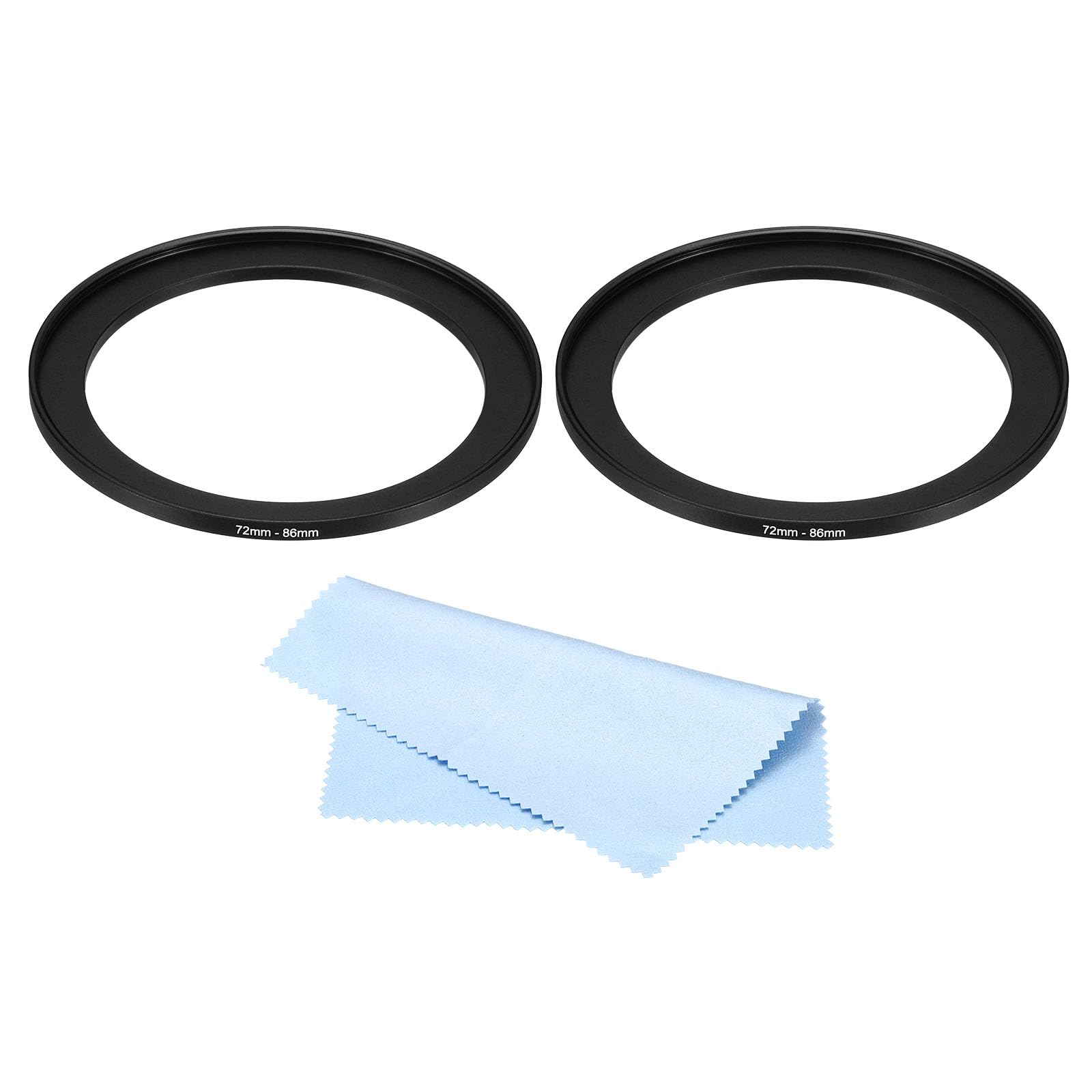 PATIKIL 72mm-86mm Metal Step Up Ring with Cleaning Cloth, 2 Pack Camera Lens Filter Adapter Ring Aluminum Filter Adapter Ring for Camera Lenses Hood, Black — image 1