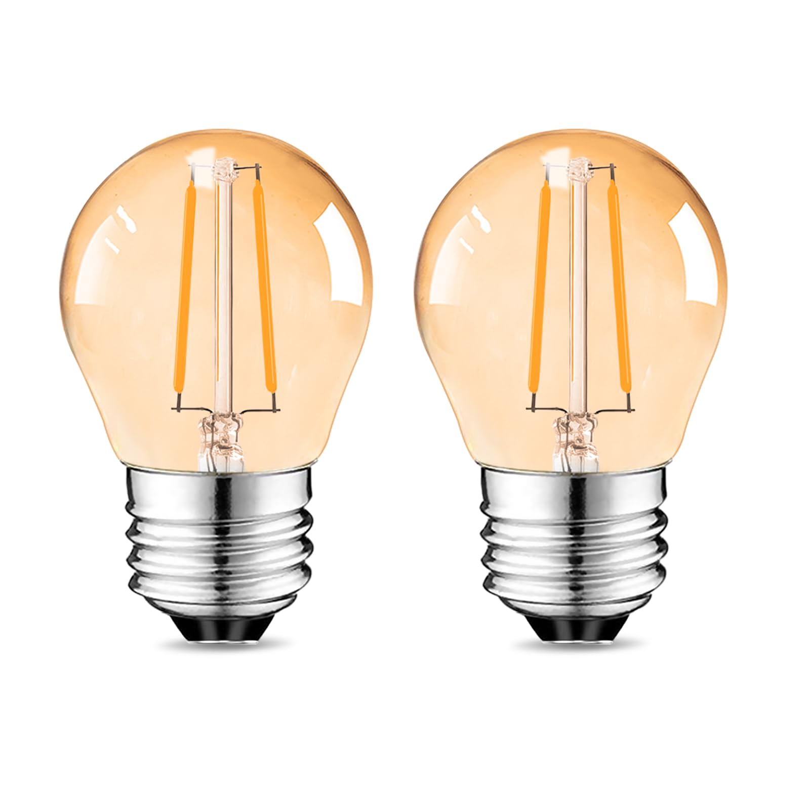 Suncan 2W E27 Vintage Golf Ball Bulb,E27 Screw,Warm White 2700K,LED Low Watt Light Bulbs,15W Equivalent Replacement G45 Bulb,Amber Glass LED Light Bulb for Night Light,Set of 2