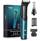 Body Hair Trimmer for Men - 2 in 1 Dual-Head Electric Shaver & Groomer, Ball Shaver with 30° Rotating Blade Adjustable Comb Mens Electric Razor IPX6 Wet & Dry for Face Groin Pubic Hair Trimmer Green