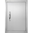 VEVOR Outdoor BBQ Kitchen Door - 14W x 20H Inch Stainless Steel Flush Mount Vertical Wall Door with Handle for Island, Grilling Station