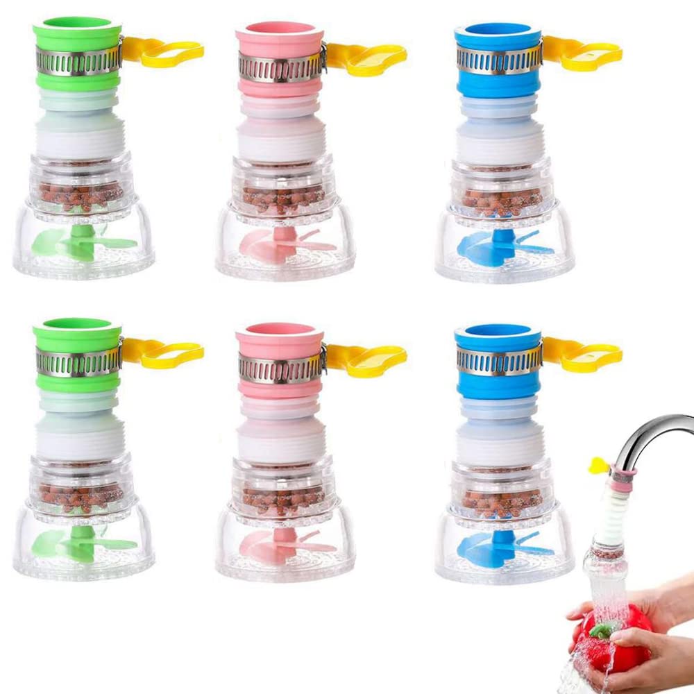 Rotatable Splash-Proof Faucet Nozzle,6 Pieces Water Filter Nozzle,Tap Water Saving Device,Extender Faucet,Splash-Proof,Used in Kitchen,Bathroom and Shower Room Folding Faucet(Random Color)