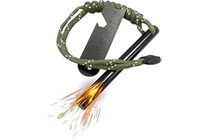 LLCJYYCY Fire Starter Survival Tool - Flint and Steel Fire Starter Kit, 4"(Long) x 3/8"(Diameter) Ferro Rod Fire Starters with Paracord Handle,for Camping, Hiking, Hunting,Emergency Rescue