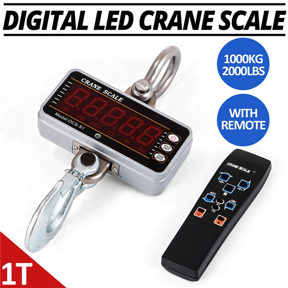 Stainless 1000KG 2000LBS 1T Aluminum Digital Crane Scale Heavy Duty