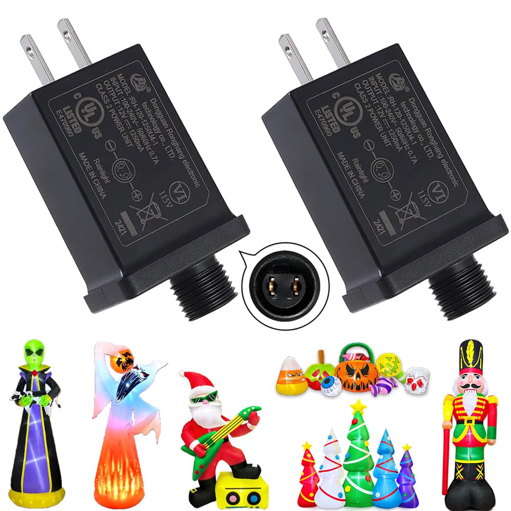 Photo 1 of [2Pack] Replacement Yard Inflatable Adapter 12V 1.25A, Transformer US Plug for Halloween Christmas Inflatable Outdoor Decorations, Class 2 Power Supply for LED Light
