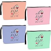 Hanamiya Na 4Pcs Girls Trip Gifts Favors Weekend Makeup Bag, Friendship Girls Weekend Gifts Weekender Bags for Women Girl Bridesmaid Cosmetic Bag Zipper Pouch Wedding Bachelorette Party