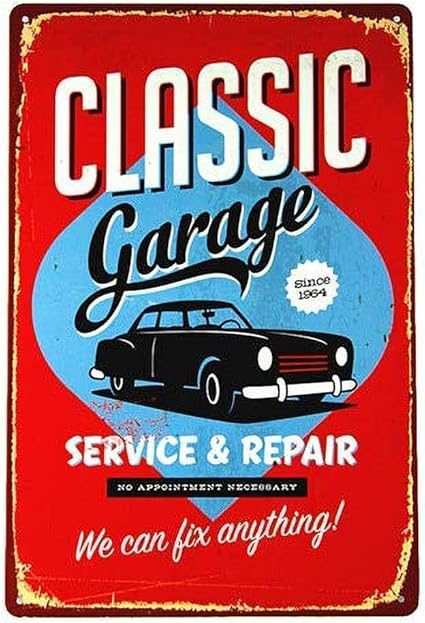 JOHUA Cartel de metal con texto en inglés «Servicio de garaje y