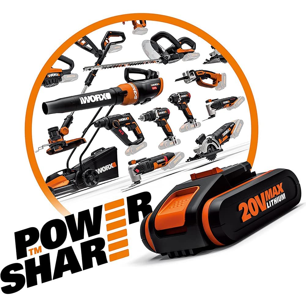 WORX WA3601 Original PowerShare Akku mit Ladegerät Set - 20V 2000mAh Li-Ion Batterie & Ladestation - für alle WORX Elektro- & Gartengeräte, 1h Ladungszeit 6