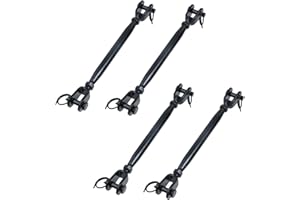 Antrader M4 Turnbuckle Jaw and Jaw Turnbuckle,Stainless Steel Turnbuckles for ables Wire Rope Tensioner,Black,4Pcs