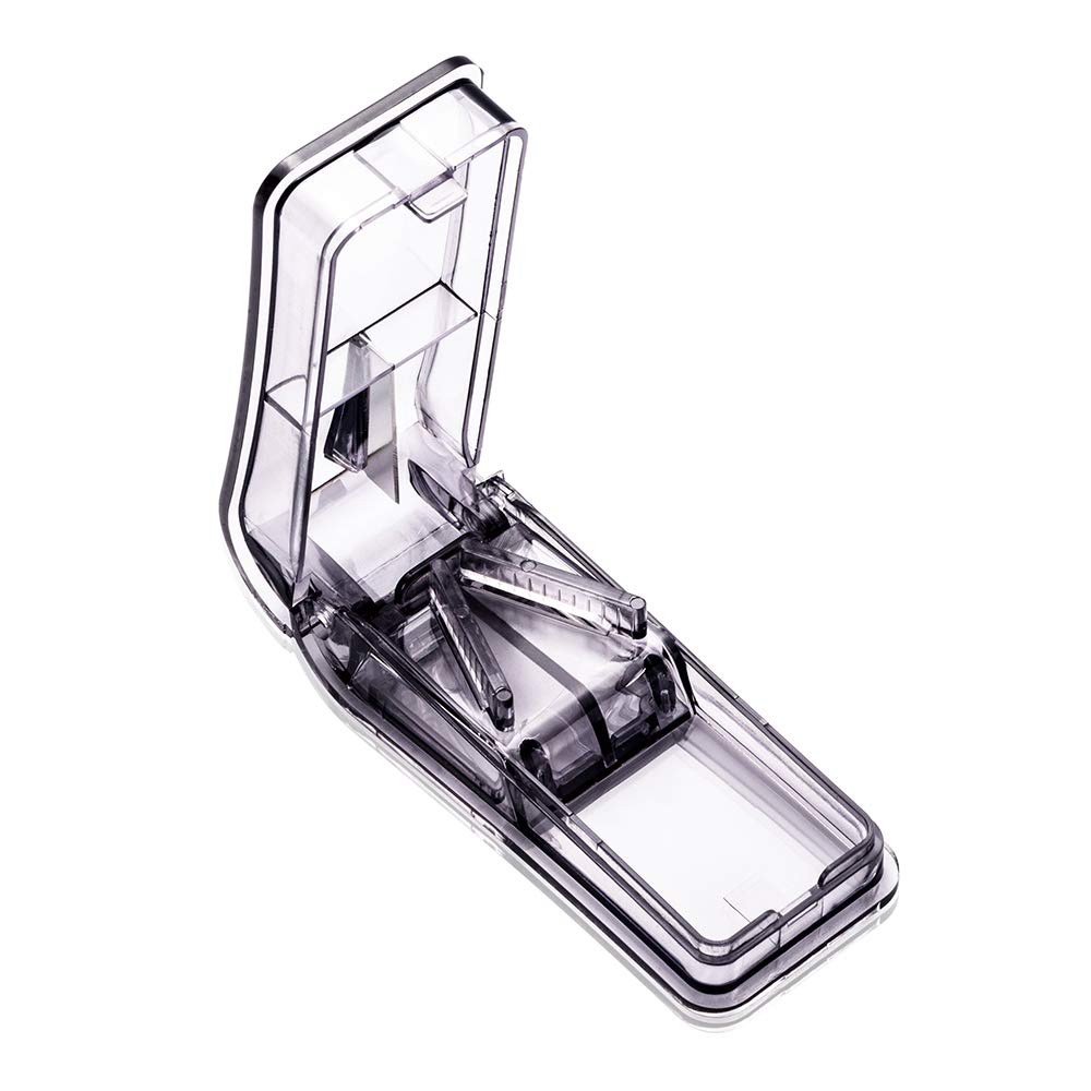 Pill Cutter, Blibro Pill Splitter with Blade and Storage Compartment for Tablet Medicine (1PCS Black)