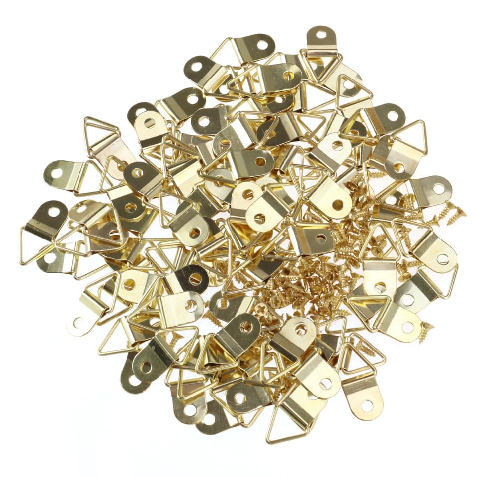 Winomo picture hangers, 50 pieces, small, triangular D-ring, single hole mounting picture frame hangers, with M2 x 6 mm screws