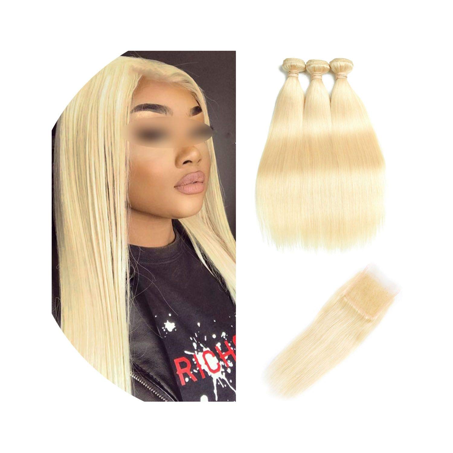 Amazon Com Peruvian Straight Hair Bundles With Closure Blonde