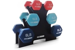 HolaHatha Neoprene Dumbbell Free Hand Weight Set with Storage Rack, Ideal for Home Gym Exercises to Gain Tone and Definition