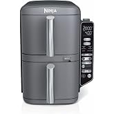Ninja DoubleStack XL Smart Air Fryer, 10 Qt, 6-in-1, Grey, SL451 | Air fry, broil, roast, bake, reheat, dehydrate, Smart Cook thermometer, Cooks 4 foods at once