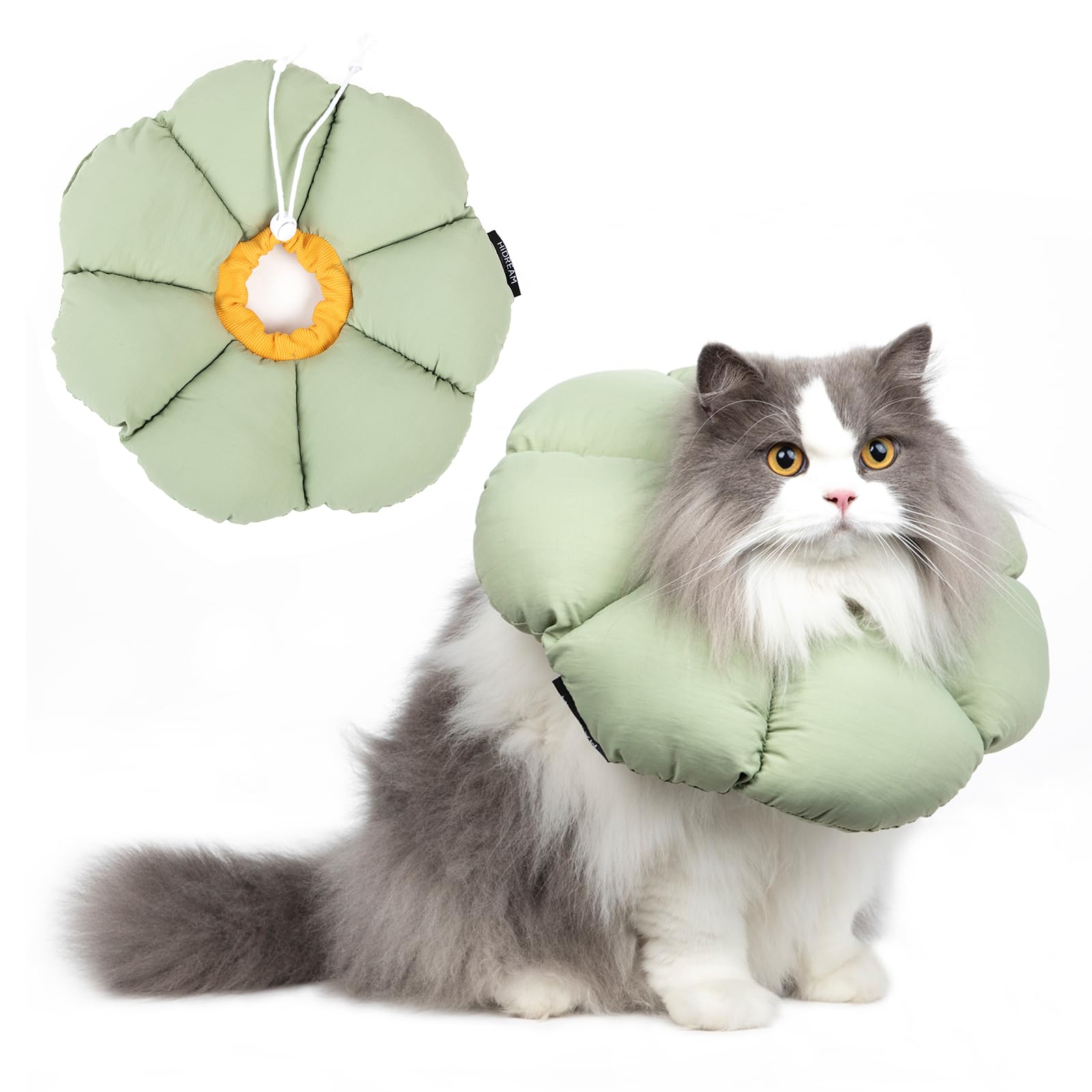 Cat Cone Collar Soft,Cute Adjustable Waterproof Cat Recovery Collar,Anti-Bite Lick Wound Healing Safety Cone For Cats,Green Flower All-Season Style(L)…