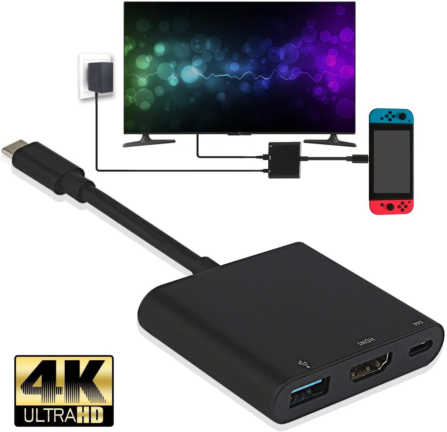 Amazon Nintendo Switch 専用 3In1 TypeC to HDMI変換アダプタ 4K解像度 ドックセット HDMI