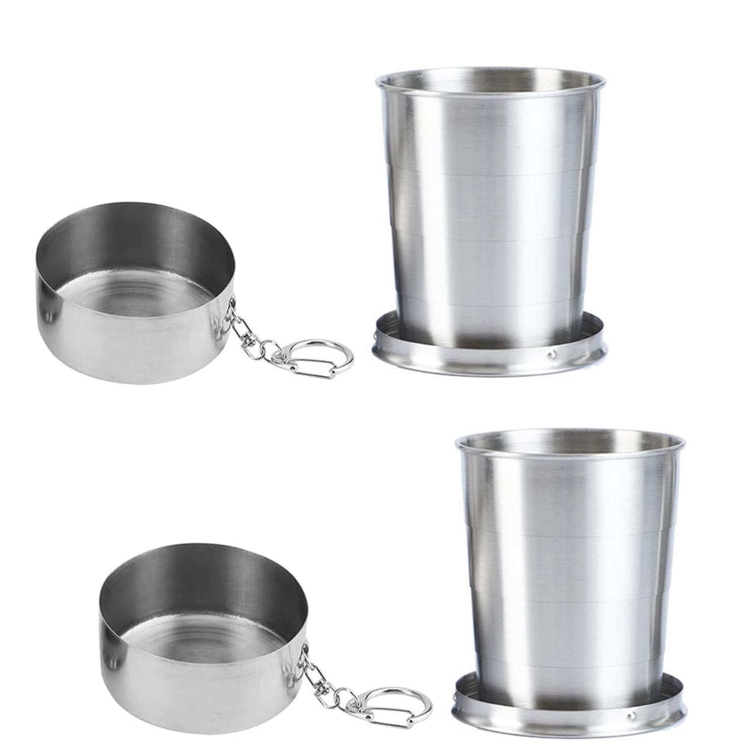 Tinkber 2 Pcs Stainless Steel Collapsible Folding Cup, Folding Travel Mug, Portable Travel Mug, Reusable Camping Cup, for Travelling, Picnic, Hiking Outdoor