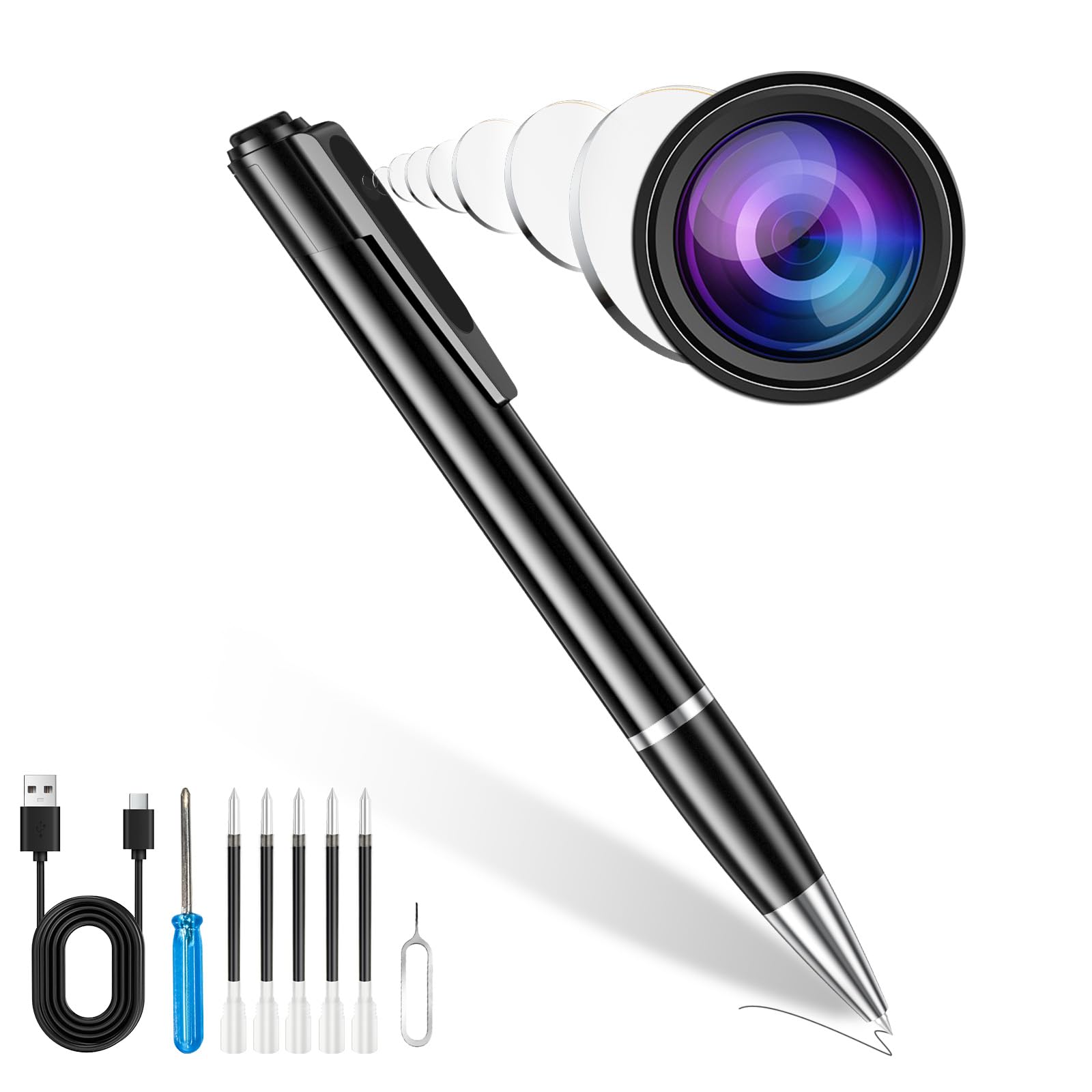 Photo 1 of UEDJHG Camera Pen,1080p Video Body Camera with 64G Built-in Memory,MINI Nanny Video Recorder for Meeting,Classroom Reading