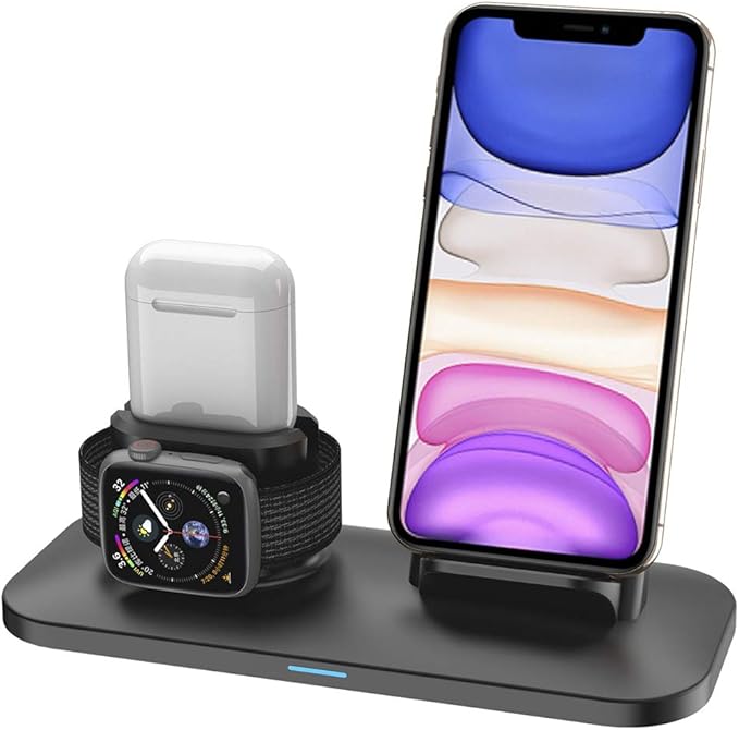 Wireless Charger 3 In 1 Wireless Charging Stand For Apple Watch 5 And Iphone Airpods Wireless Charging Station Compatible For Iphone 11 11 Pro X Xr Xs 8 Plus Apple Watch Charger 5 4 3 2 1 Airpods1 2 Amazon Co Uk Electronics