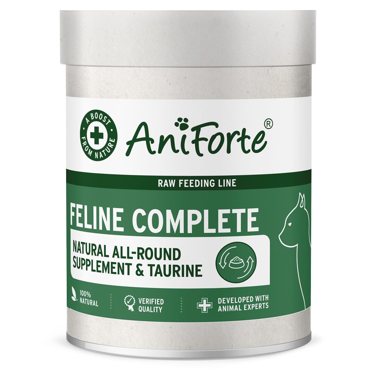 AniForte Barf Complete Cat 100g – All-Round Nutrient Supplement with Omega 3, Brewer's Yeast, Taurine Powder, Rich in Vitamins & Minerals, BARF/Raw Feeding for cats