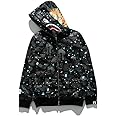 HEZEHAI Shark Jaw Camo Jacket Hoodie Shark Mouth Sweatershirt Full Zip Up for Adults