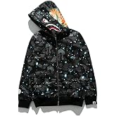 MINANCE Shark Jaw Camo Jacket Hoodie Shark Mouth Sweatershirt Full Zip Up for Adults