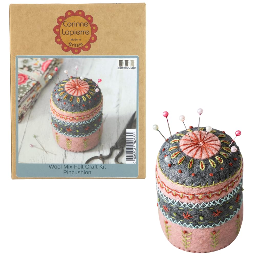 Corinne Lapierre Pincushion Felt Craft Mini Kit, ['Marl soot', 'Dusty Pink']