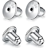 Catinee Locking Earring Backs for Studs,14k Plated White Gold Earrings Back for Studs Secure,Hypoallergenic Earring Back Apply to Earring Backs for Droopy Ears(4pcs/2pair)