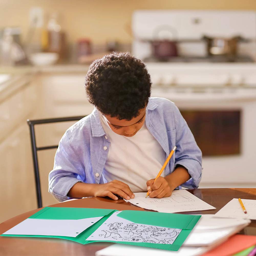 Plastic Folders with Pocket and 3 Hole 12PCS Heavy Duty 2 Pocket Plastic Folders Letter Size Folders with Pockets 3 Hole Punched