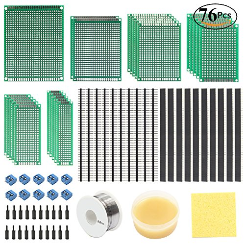 Keayoo 23 Pcs Double Sided PCB Board Prototype Kit 6 Sizes Circuit Board with 20 Pcs 40 Pin 2.54mm Male and Female Header Connector for DIY (Bonus: 10 Pcs Screw Terminal Blocks) - Thumbnail 6