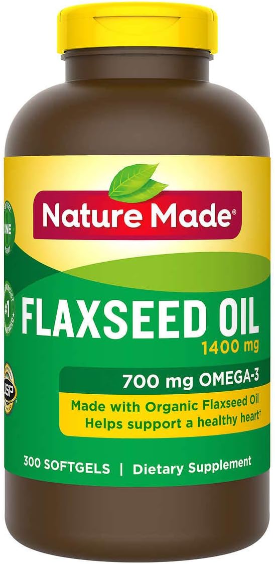 Nature Made Organic Flaxseed Oil 1,400 mg - Omega-3-6-9 for Heart Health - 300 Softgels
