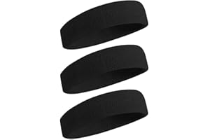 Sweatbands for Men and Women Moisture Wicking Athletic Headband Cotton Terry Cloth Sweatband for Tennis Basketball Running Gy