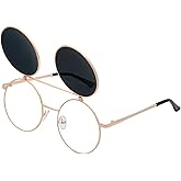 J&L Glasses Retro Flip-Up Round Goggles Steampunk Sunglasses