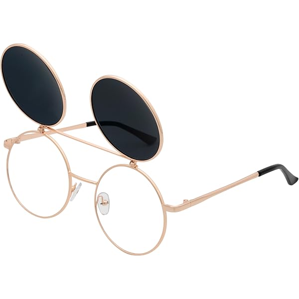 LUNETTES DE SOLEIL rondes verres rouges hippie steampunk