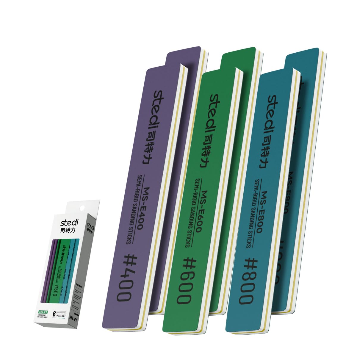 stedi Sanding Sticks, Model Hobby Making Tools, Polishing Sanding Sticks Tools for Gundam Repairing Plastic Model and Miniature Model 6PCS (#400 * 2 +#600 * 2 +#800 * 2)