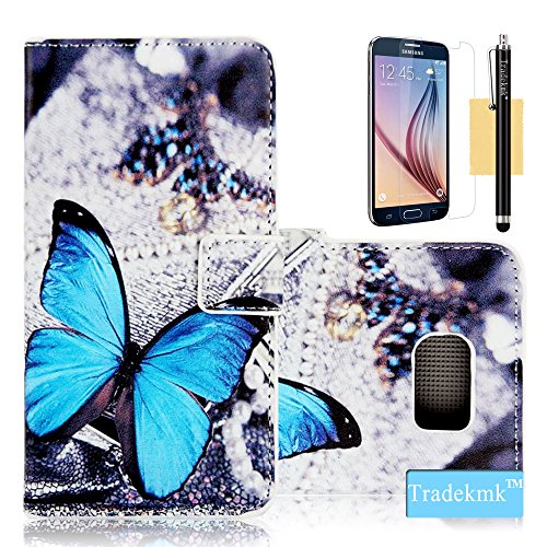 S6 Edge Case, Galaxy S6 Edge Case, Tradekmk(TM) Fashion Slim PU Leather Stand Wallet Protector Case Cover[Special Printed Pattern] For Samsung Galaxy S6 Edge [+Stylus+Screen Protector+Cleaning Cloth]-(Series:R-10)