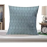 SKDSArts Throw Pillow Turquoise,Oriental Moroccan Style Shapes for Living Room Guest Room Design,Slate Blue and Light Blue 24