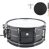 EASTROCK Advanced Snare Drum 14X5.5 Inches Black Matte Finish | Professional Snare Drum Set for Student Beginner Adult Drummer with Drumsticks, Mute Pad, Drum Key, Coated Drum Head 10-Lug