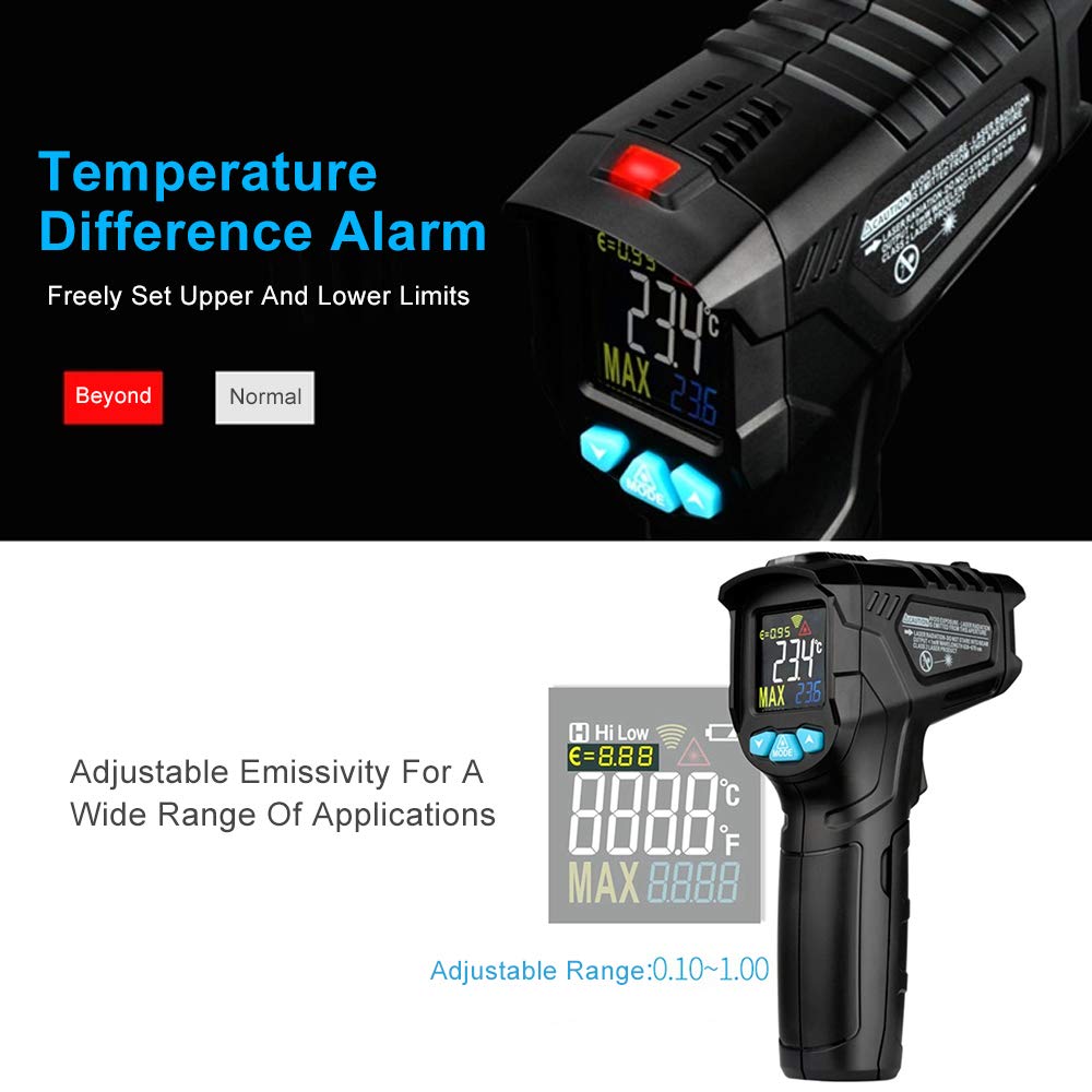 LCD Display No-Contact Digital Infrared Thermometer No-Contact Digital Temperature Gun IR Thermometer Industrial Equipment Temperature Detection(IR01A) - Image 5