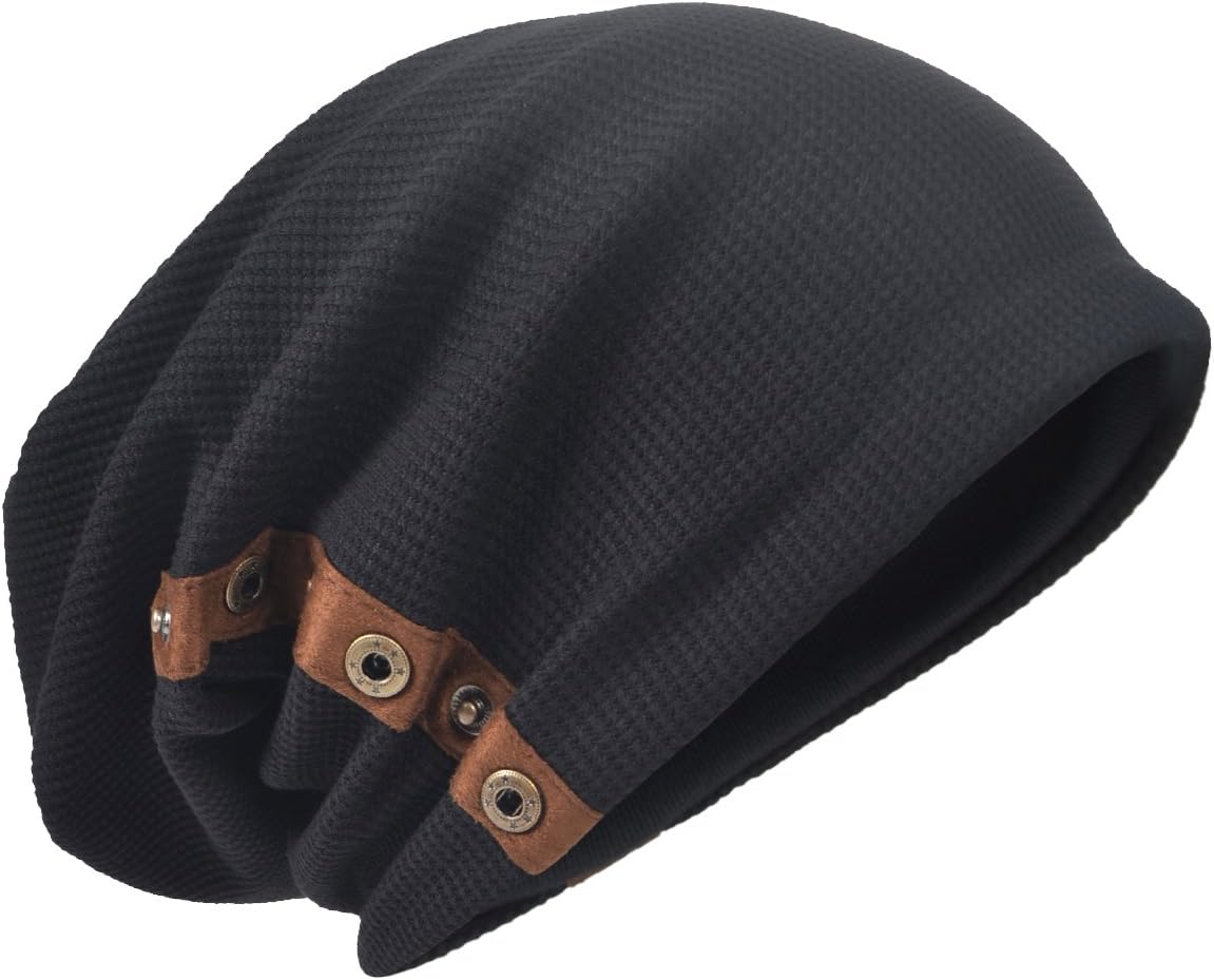 HISSHEMens Slouchy Beanie Oversize Knit Skull Cap Long Baggy Hat