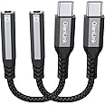 USB Type C to 3.5mm Female Headphone Jack Adapter, (2-Pack) USB C to Aux Audio Dongle Cable Cord for iPhone 16 15 Pro Max Plus, Samsung Galaxy S24 S23+ S22 S21 S20 Ultra, Note 20, Pixel XL, iPad Pro