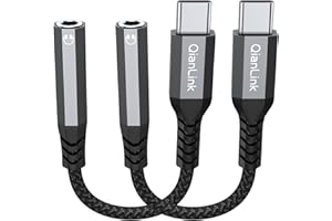QIANLINK USB Type C to 3.5mm Female Headphone Jack Adapter, (2-Pack) USB C to Aux Audio Dongle Cable Cord for iPhone 16 15 Pro Max Plus, Samsung Galaxy S24 S23+ S22 S21 S20 Ultra, Note 20, Pixel XL, iPad Pro