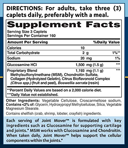 Vitamin World Double Strength Joint Mover | Joint Support Nutritional Supplement feat. Glucosamine, MSM, & Chondroitin to Support Joint Comfort and Flexibility, 480 Caplets