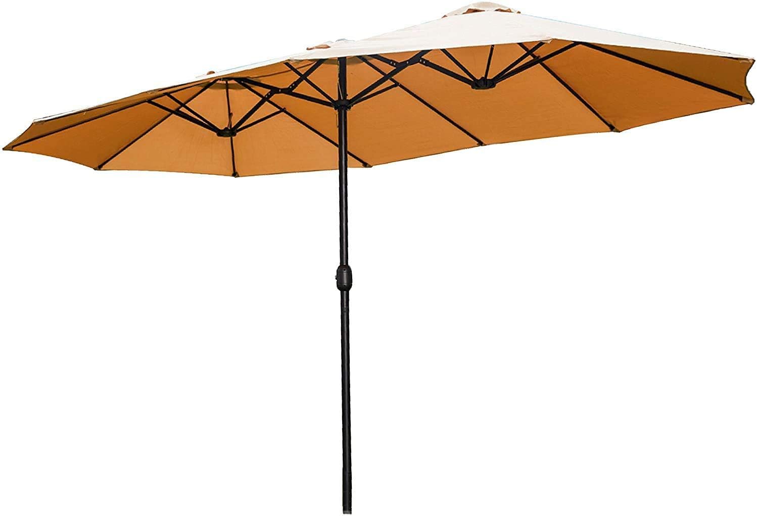 Amazon Com Lokatse Home 15 Ft Double Sided Outdoor Umbrella Rectangular Large With Crank For Patio Shade Outside Deck Or Pool Khaki Garden Outdoor