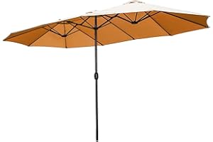 LOKATSE HOME 15 Ft Double Sided Outdoor Umbrella Rectangular Large with Crank for Patio Shade Outside Deck or Pool