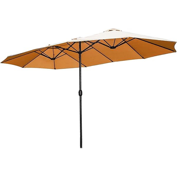 Amazon Com Lokatse Home 15 Ft Double Sided Outdoor Umbrella Rectangular Large With Crank For Patio Shade Outside Deck Or Pool Brown Garden Outdoor