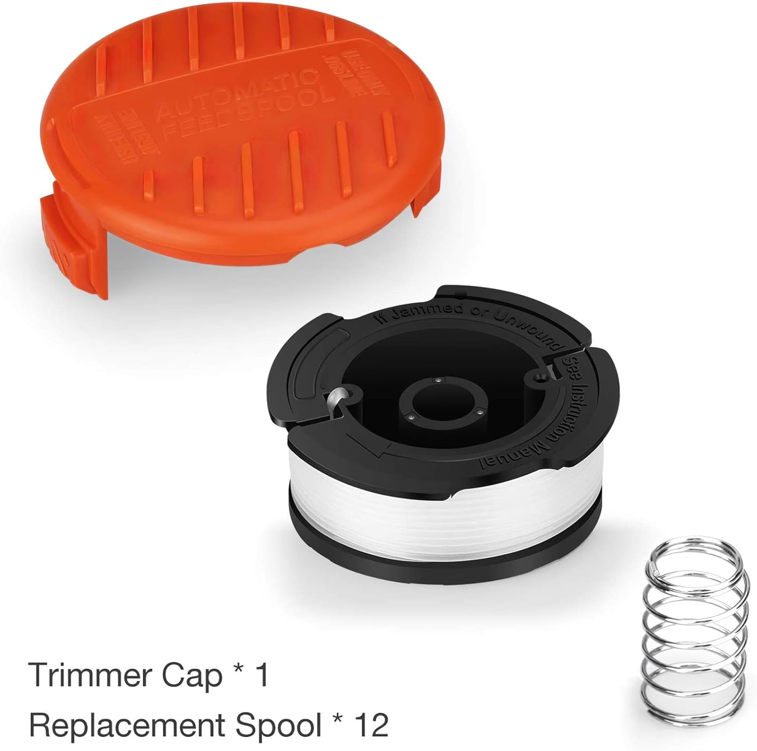 Eventronic Line String Trimmer Replacement Spool, 30ft 0.065" Autofeed Replacement Spools for Black+Decker String Trimmers (12-Line Spool + 1 Cap+1 Spring) : Garden & Outdoor
